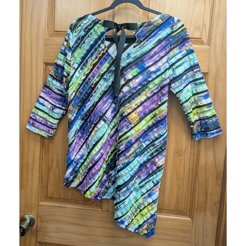 IC By Connie K Women's Medium 3/4 Sleeves Blouse A Symmetrical Hem Pullover - Picture 6 of 8